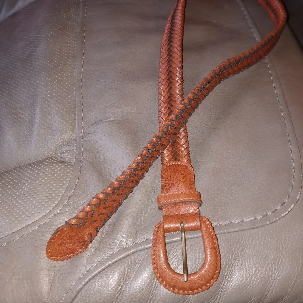 Women's Brown Braided Faux Leather Western Style Rodeo Belt 32